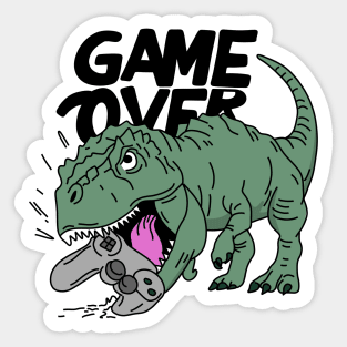 dinosaur biting a video game controller Sticker